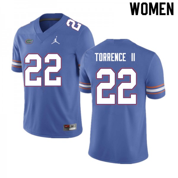 Women #22 Rashad Torrence II Florida Gators College Football Jersey Blue